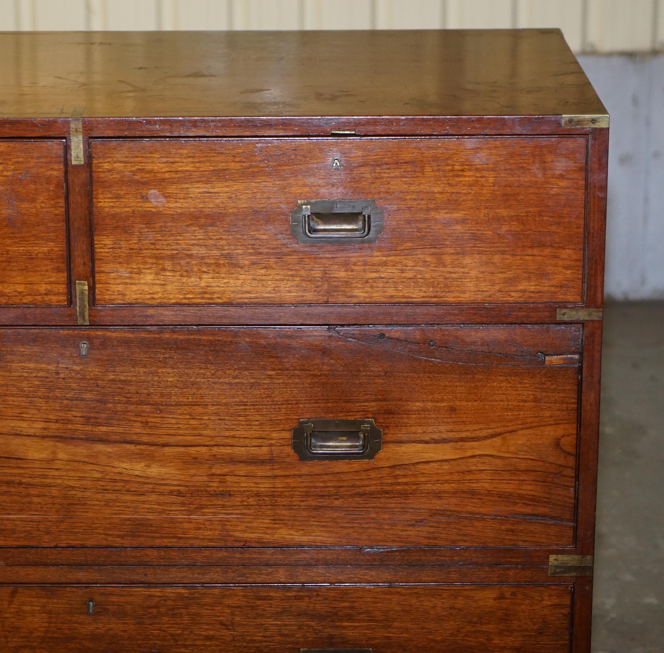 Original circa 1900 Army & Navy C.S.L Stamped Military Campaign Chest of Drawers 1