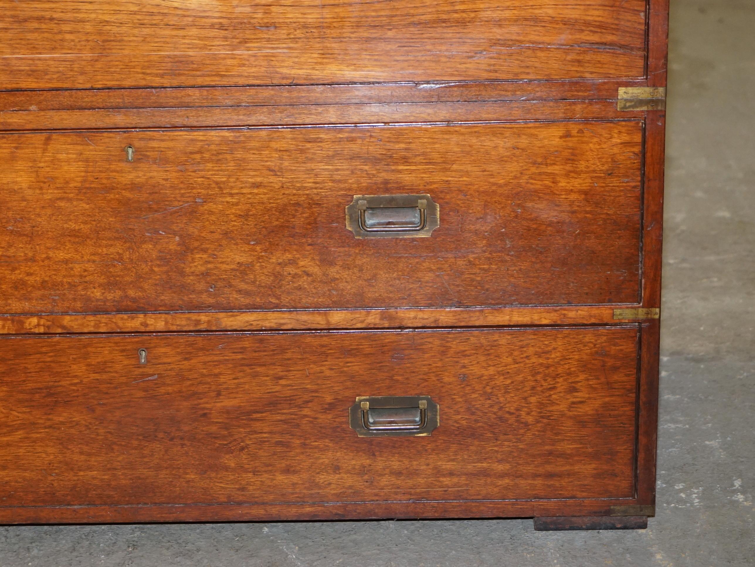 Original circa 1900 Army & Navy C.S.L Stamped Military Campaign Chest of Drawers 1