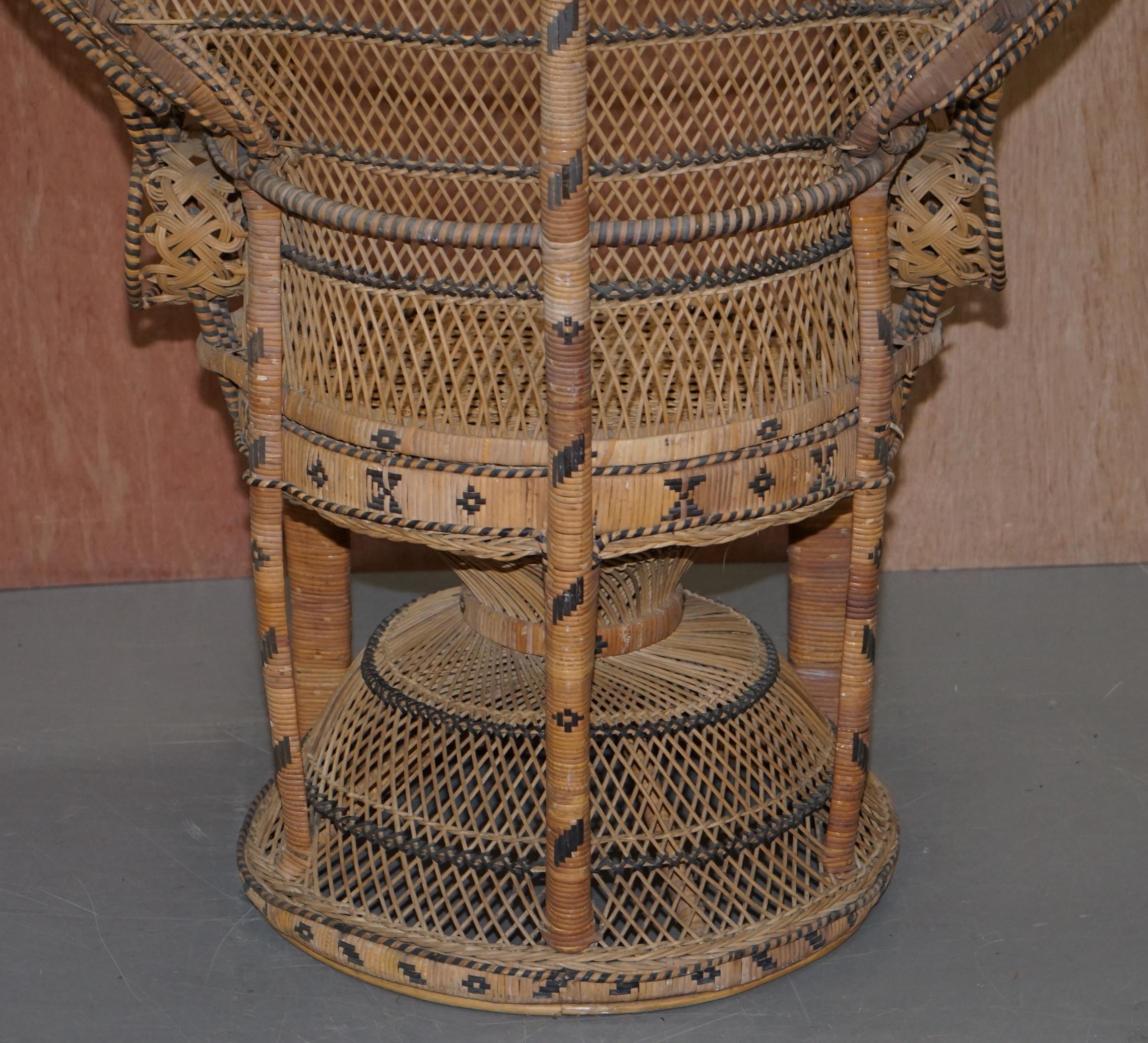 Original circa 1970s Emmanuelle Peacock Wicker Armchair Iconic Classic Style 7