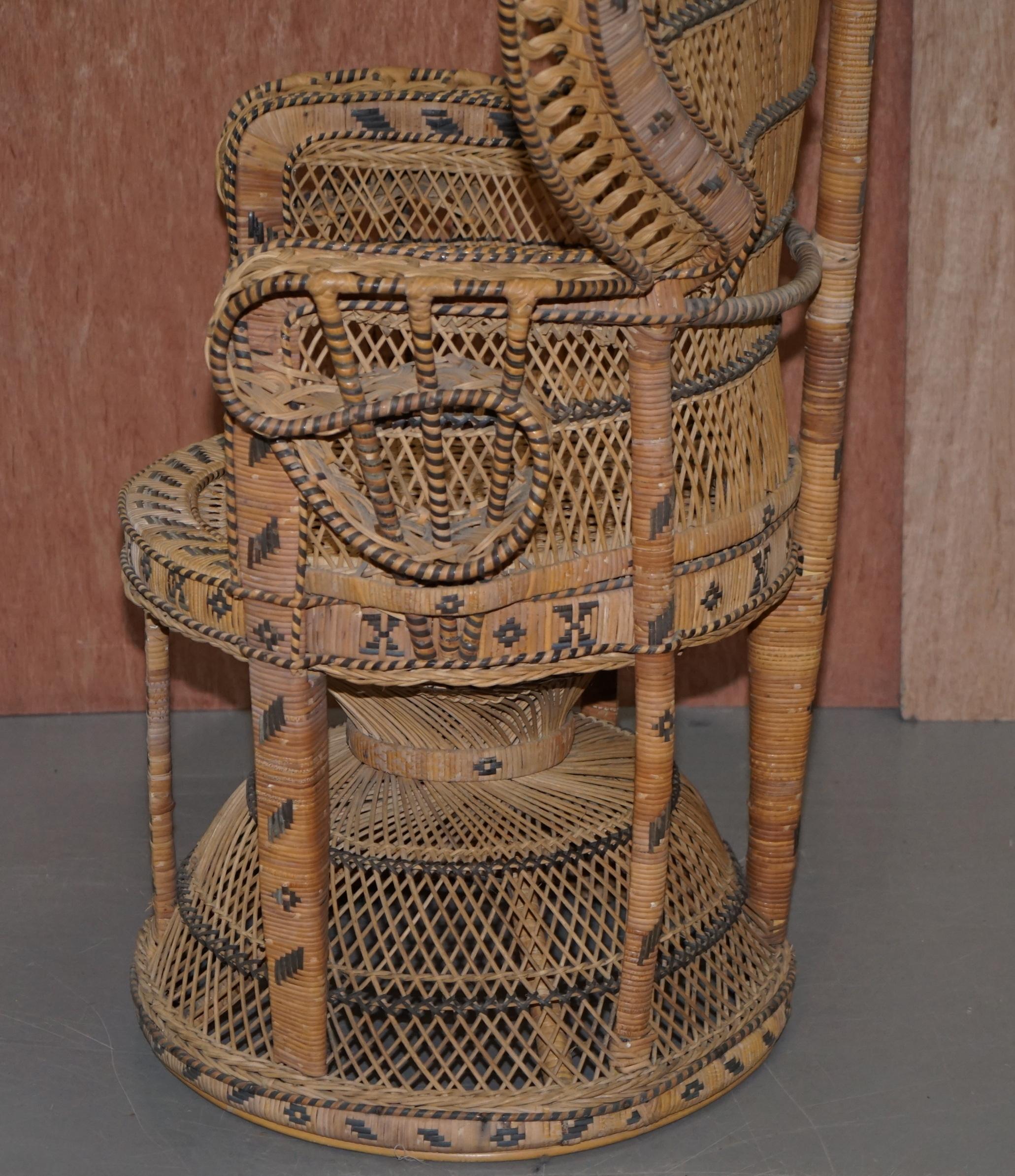 Original circa 1970s Emmanuelle Peacock Wicker Armchair Iconic Classic Style 9