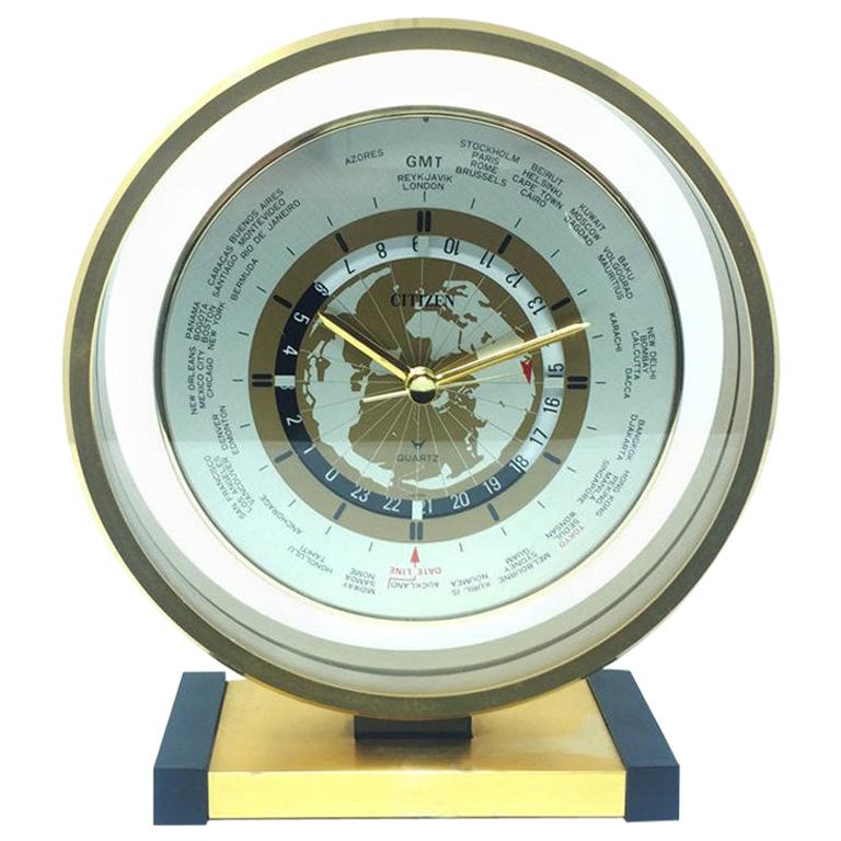 Horloge de table citoyenne d'origine en métal, années 1950