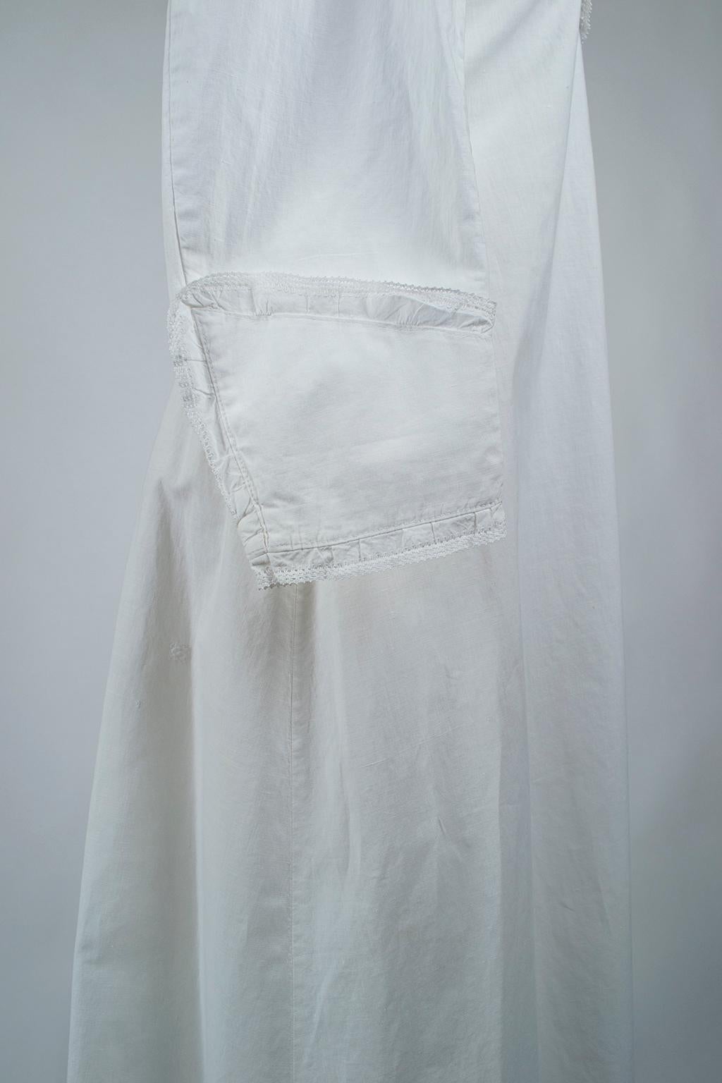 Original Civil War White Western Prairie Homesteader Shirtwaist Dress -XS, 1860s For Sale 2