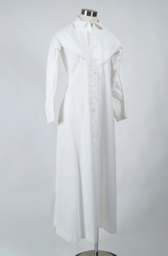 Original Civil War White Western Prairie Homesteader Shirtwaist Dress -XS, 1860s