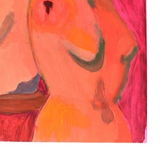 Original Clair Seglem Portrait Painting of Mannequins in Bright Pink