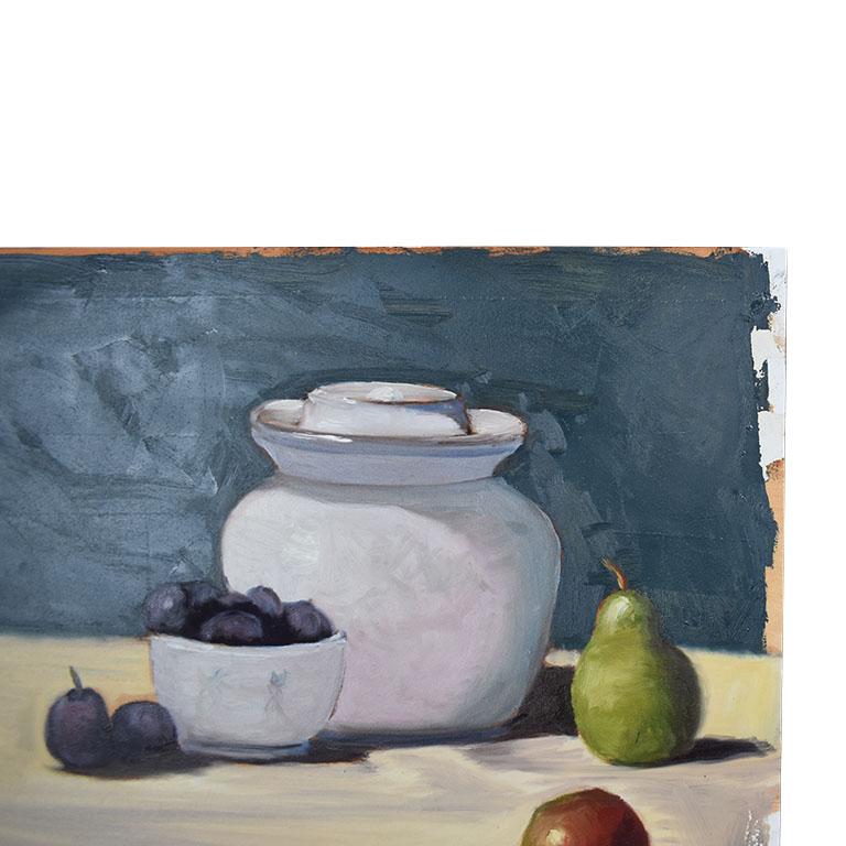 Américain Nature morte d'origine Clair Seglem - Peinture de fruits sur table - Fruit en vente
