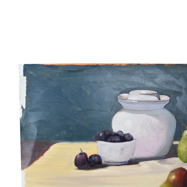 Original Clair Seglem Still Life Fruit Painting of Fruit on Table In Excellent Condition For Sale In Oklahoma City, OK