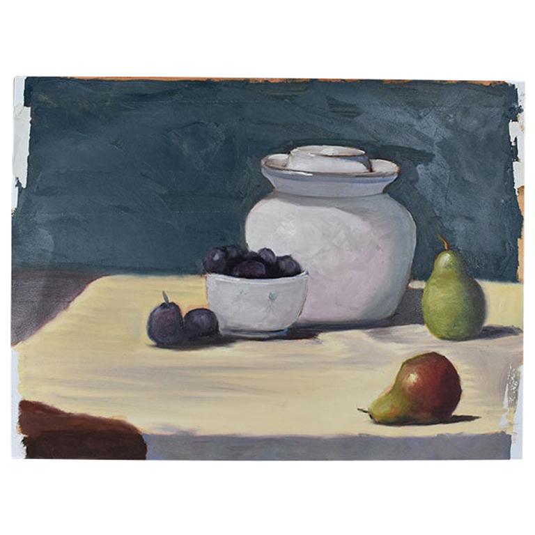Nature morte d'origine Clair Seglem - Peinture de fruits sur table - Fruit en vente