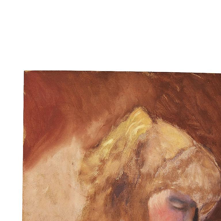 Moderne Peinture originale de grand portrait d'une femme blonde nue de Clair Seglem en vente