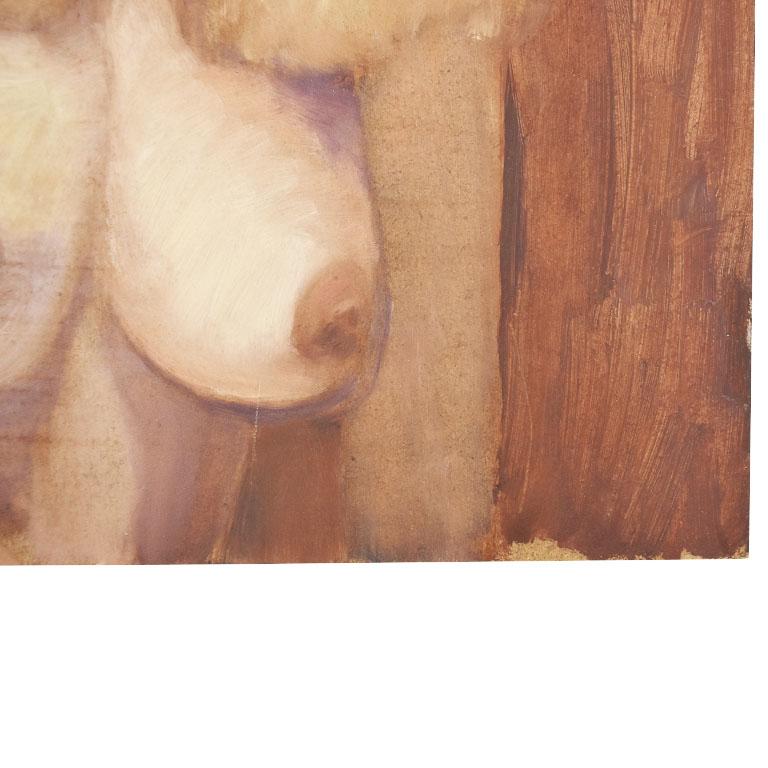 Américain Peinture originale de grand portrait d'une femme blonde nue de Clair Seglem en vente