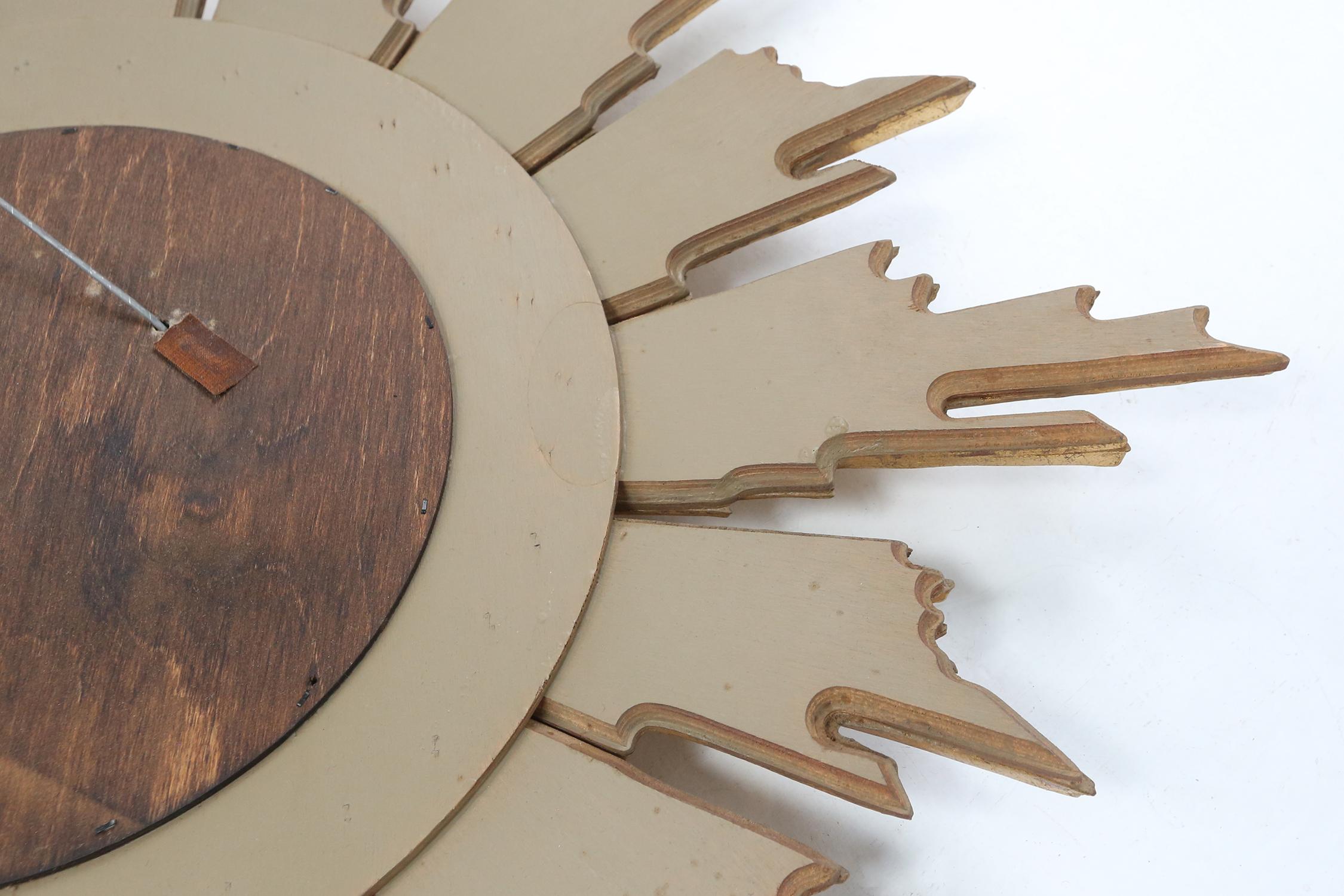 Original classic gilt wooden sunburst mirror, France ca. 1970 3