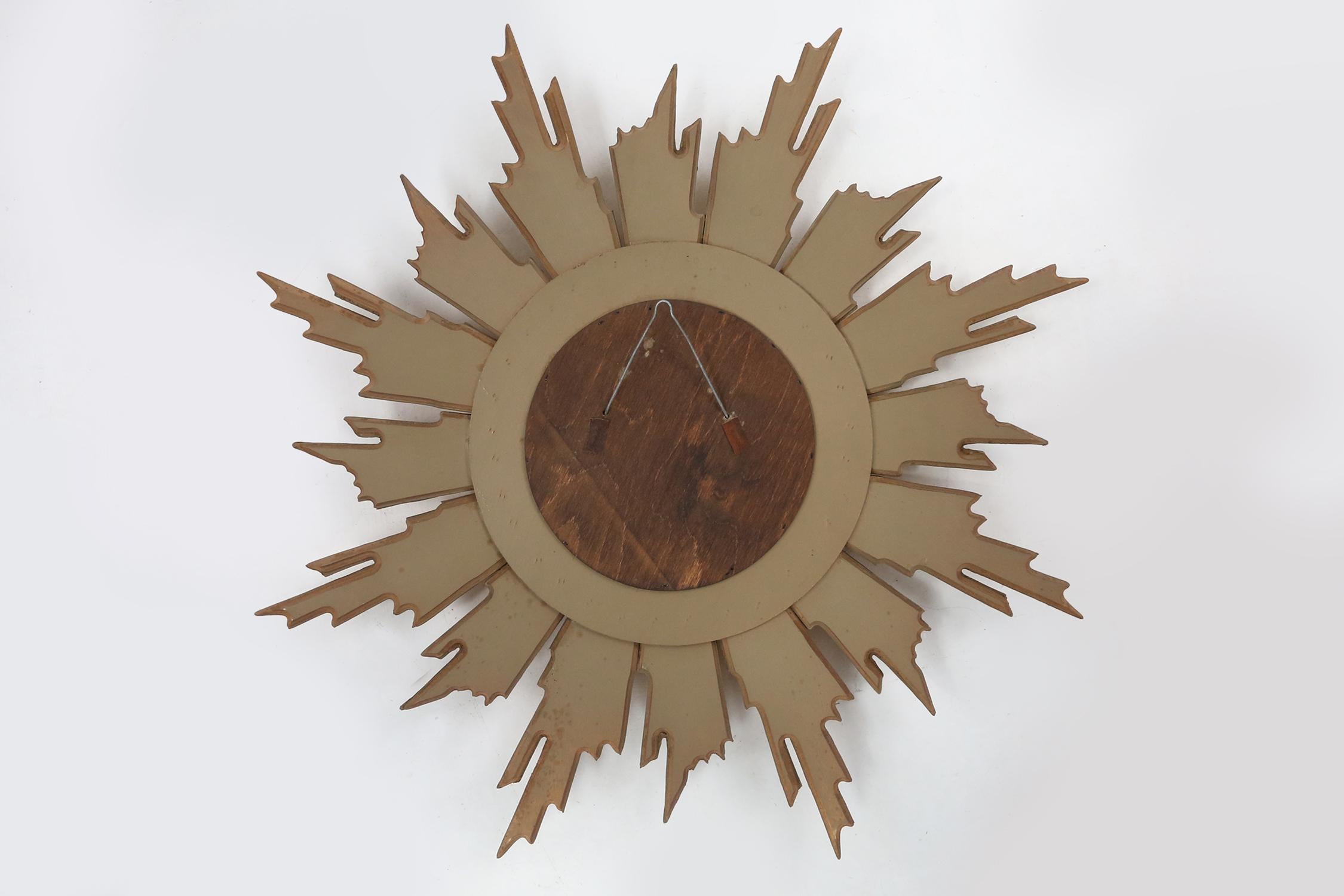 Original classic gilt wooden sunburst mirror, France ca. 1970 2