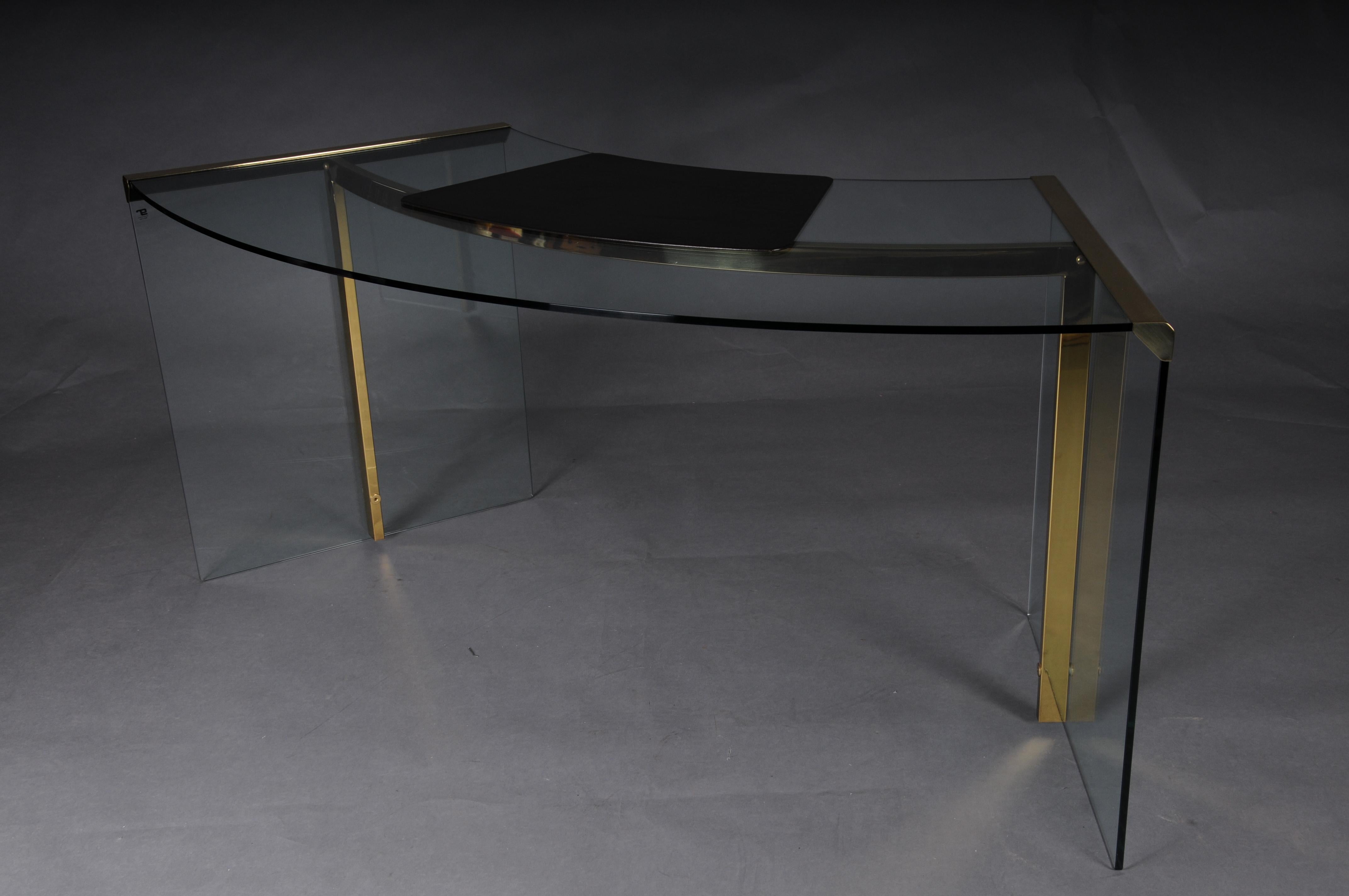 Escritorio presidencial clásico original Cristal y latón dorado, Gallotti & Radice Italia en venta 6
