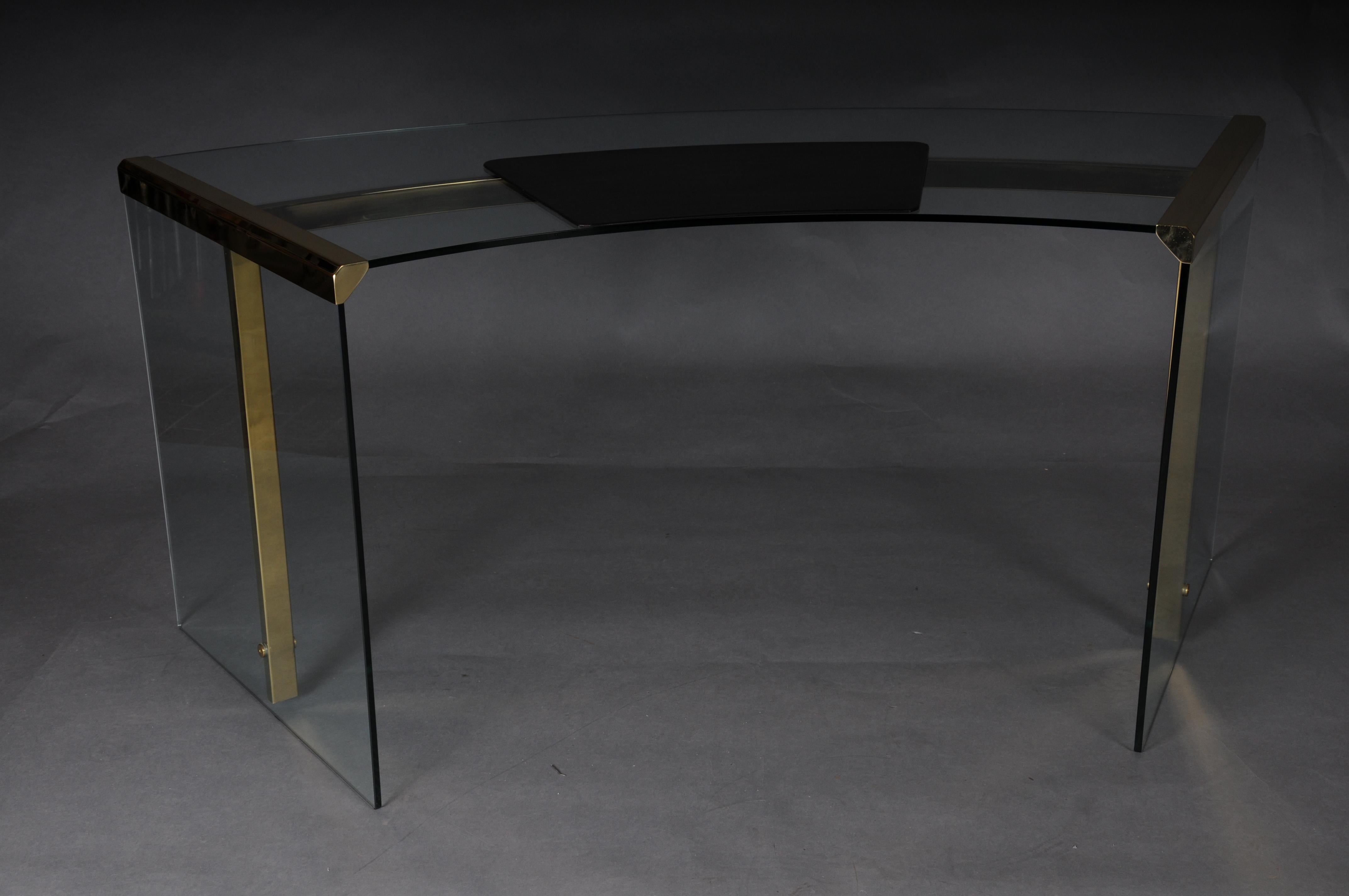 Escritorio presidencial clásico original Cristal y latón dorado, Gallotti & Radice Italia en venta 9