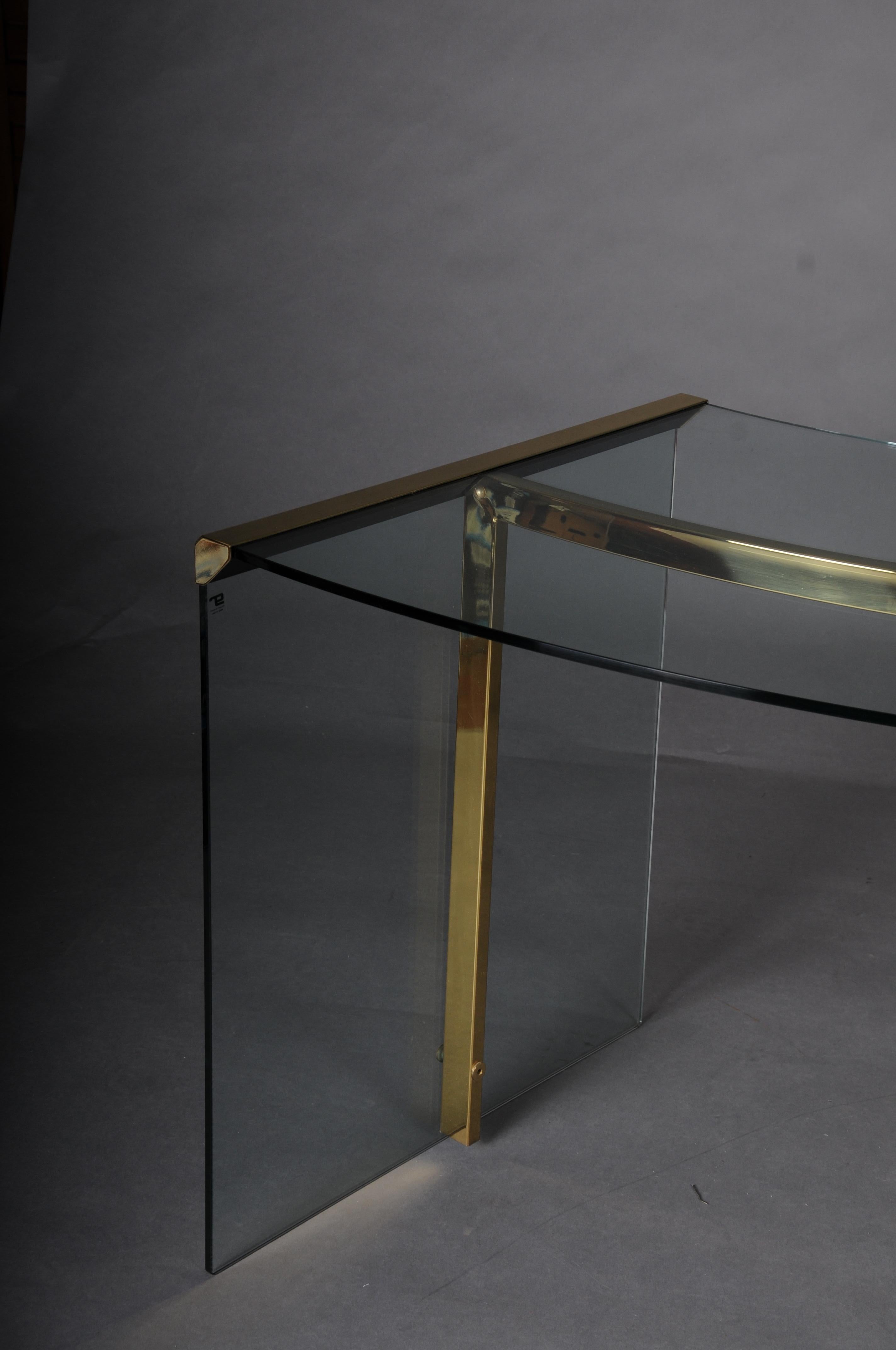 Escritorio presidencial clásico original Cristal y latón dorado, Gallotti & Radice Italia finales del siglo XX en venta