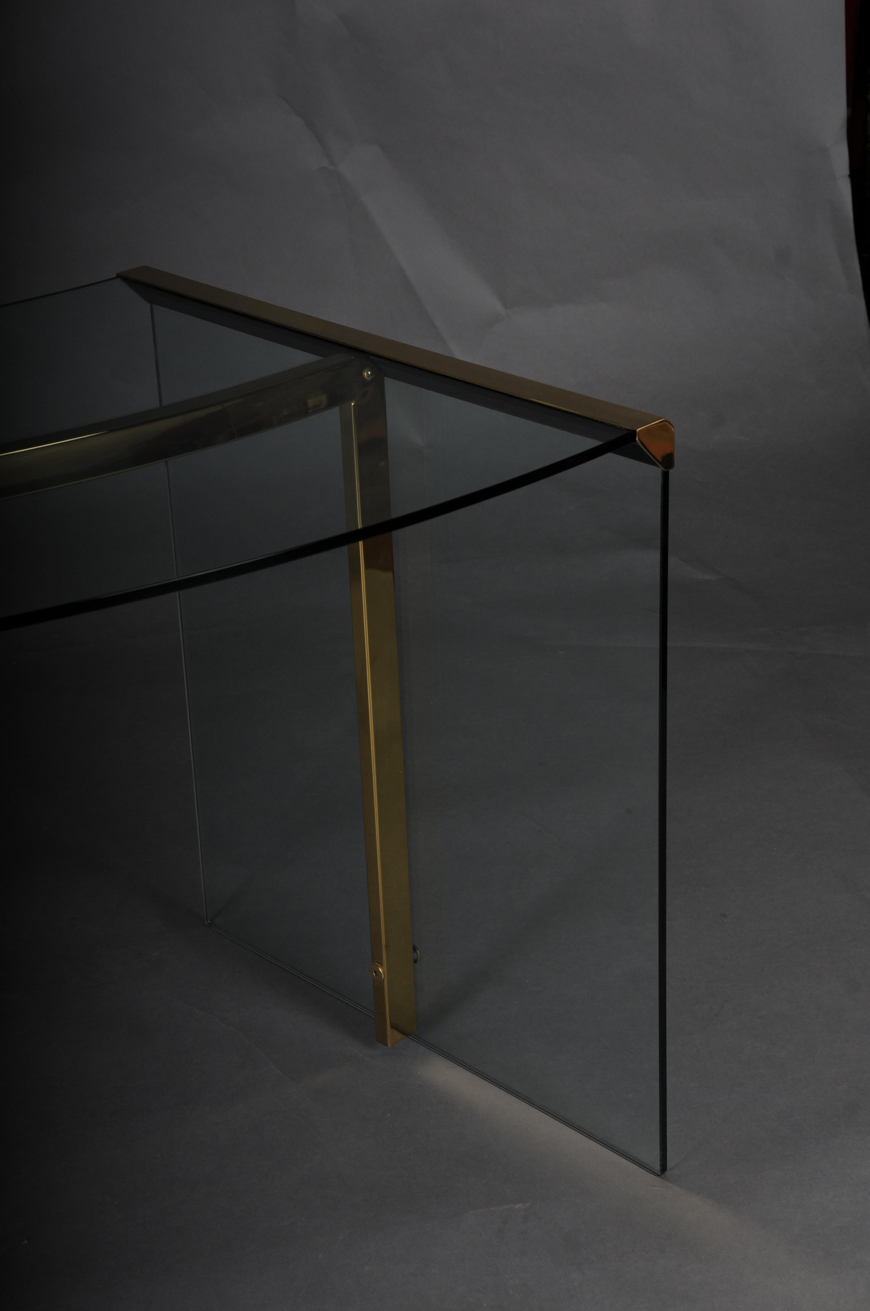 Escritorio presidencial clásico original Cristal y latón dorado, Gallotti & Radice Italia en venta 1