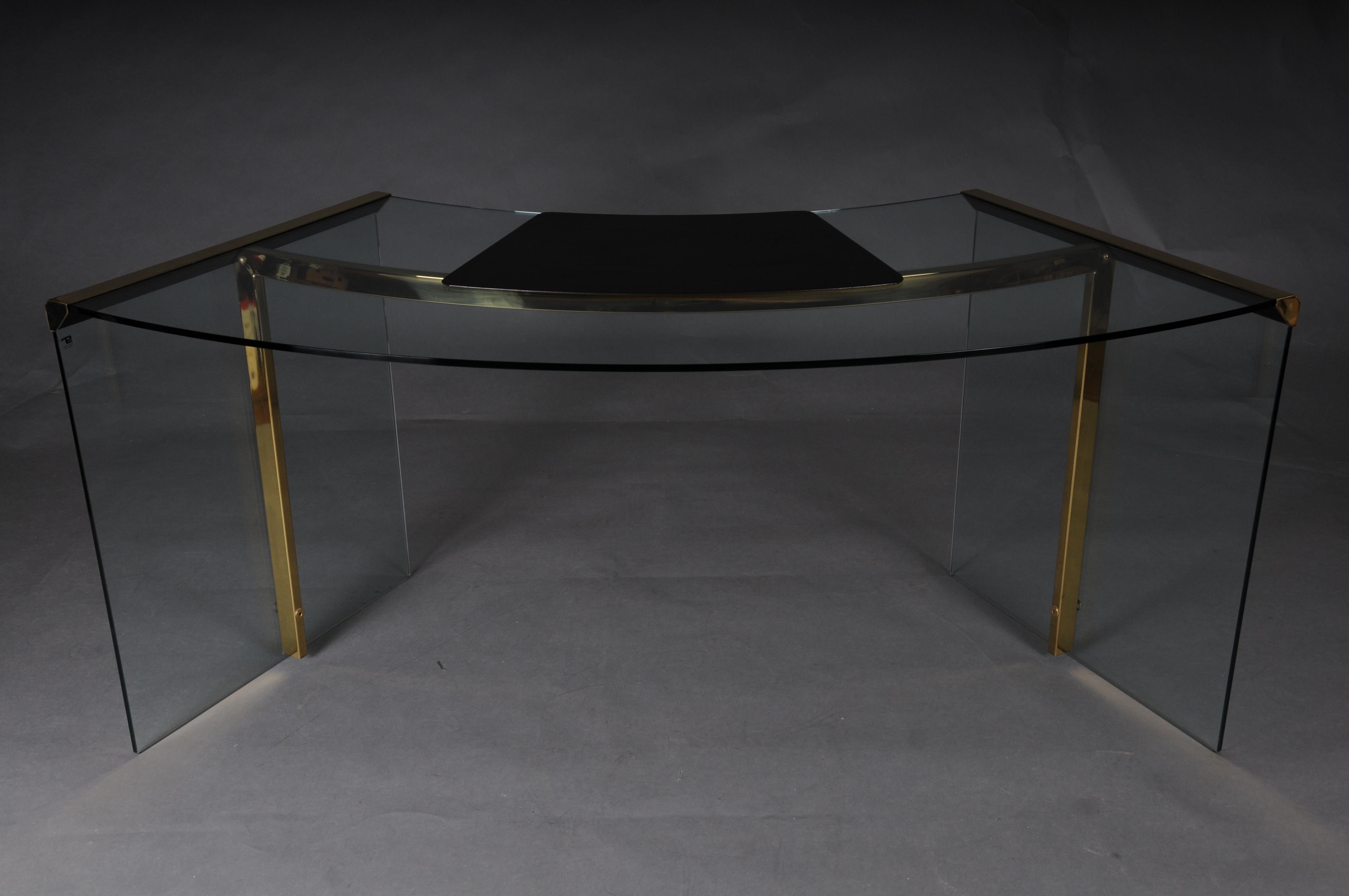 Escritorio presidencial clásico original Cristal y latón dorado, Gallotti & Radice Italia en venta 2