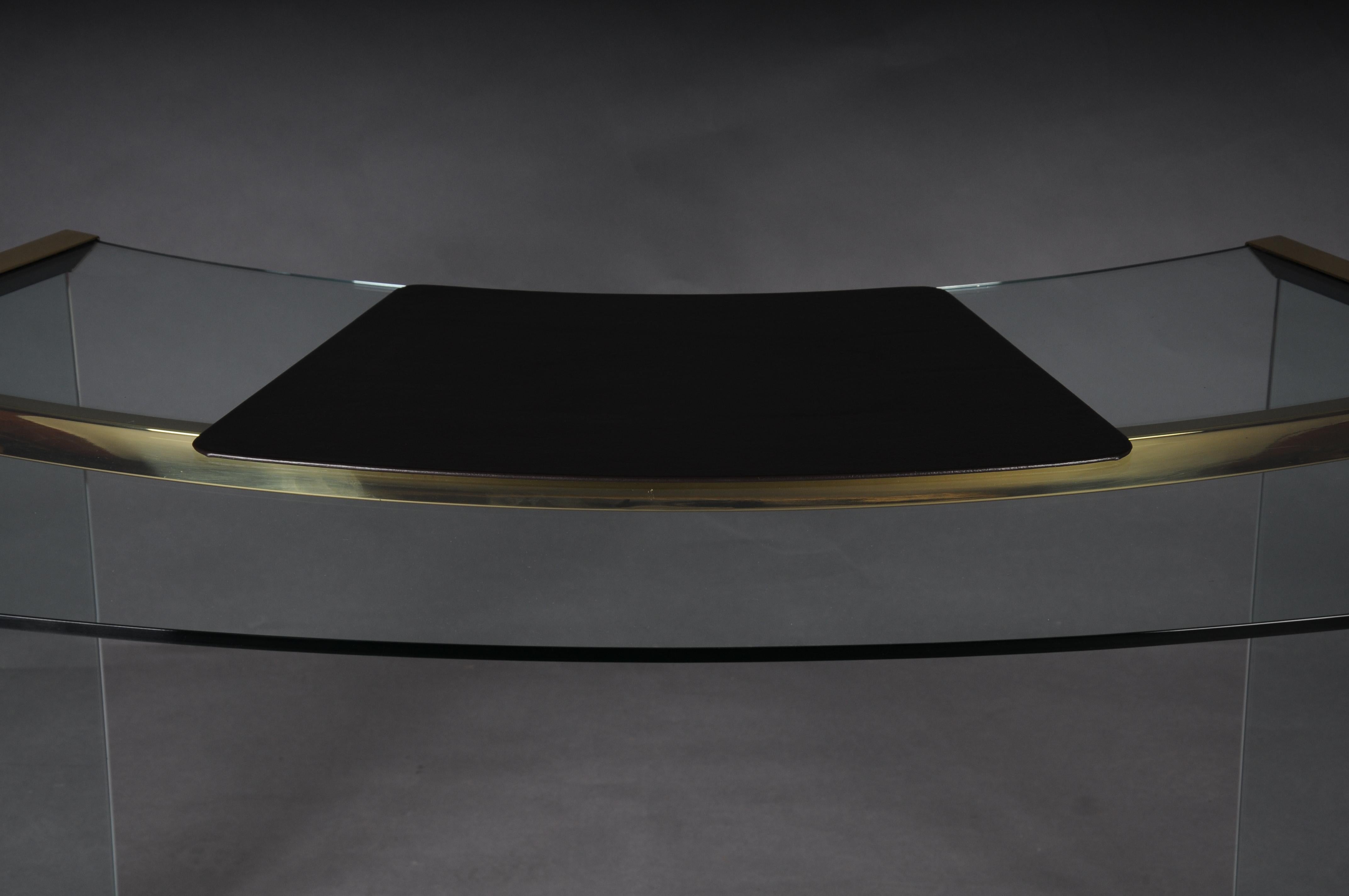 Escritorio presidencial clásico original Cristal y latón dorado, Gallotti & Radice Italia en venta 3