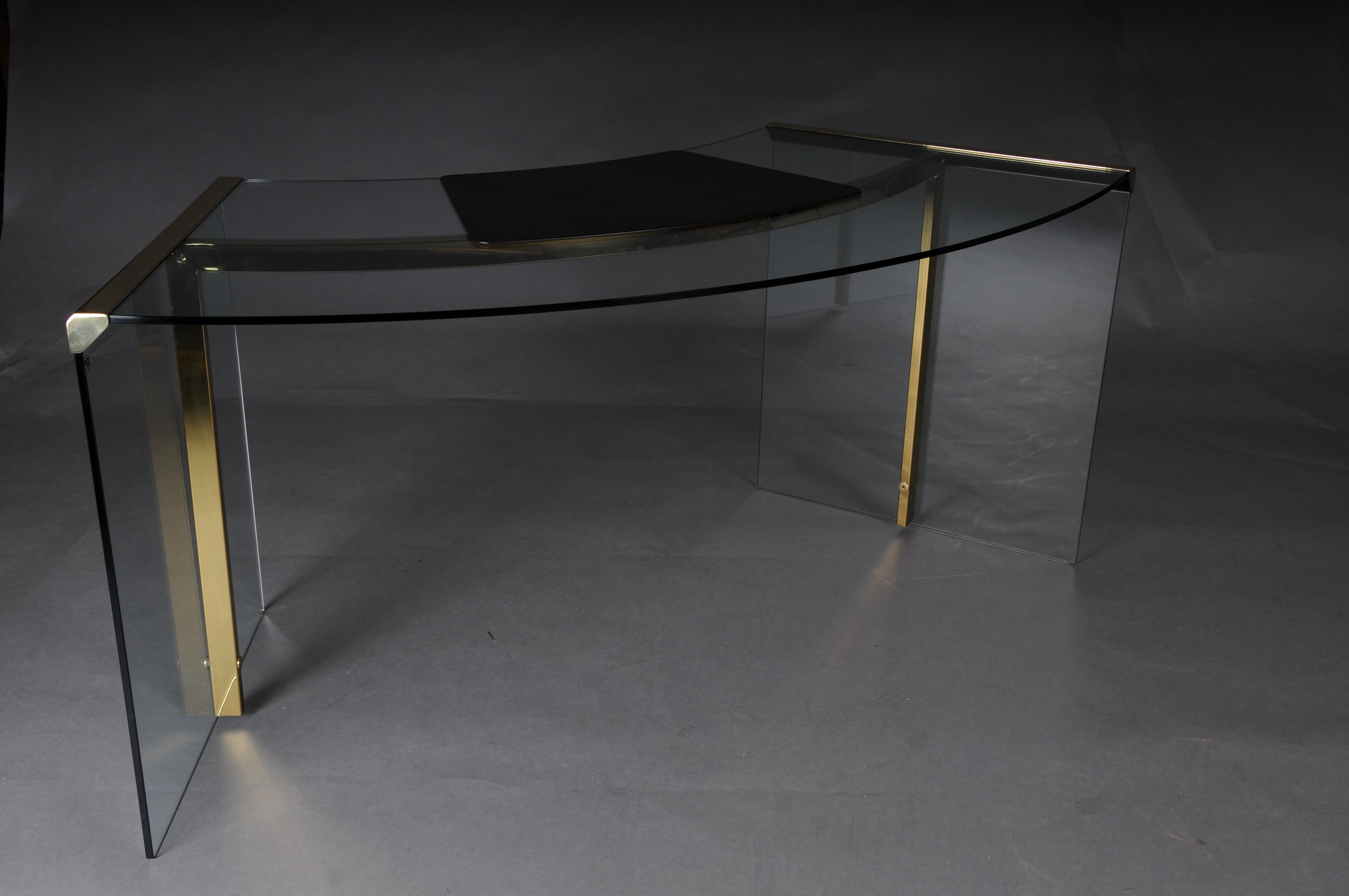 Escritorio presidencial clásico original Cristal y latón dorado, Gallotti & Radice Italia en venta 4