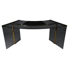 Scrivania classica originale President in vetro e ottone dorato, Gallotti & Radice Italia