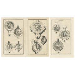 Incisioni originali di lampade classiche: Collection'S di Montfaucon, pubblicata nel 1722