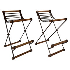 Comptoir de bar en fer forgé « Terra » signé Cleo Baldon avec tabourets en X, style Mid-Century Modern
