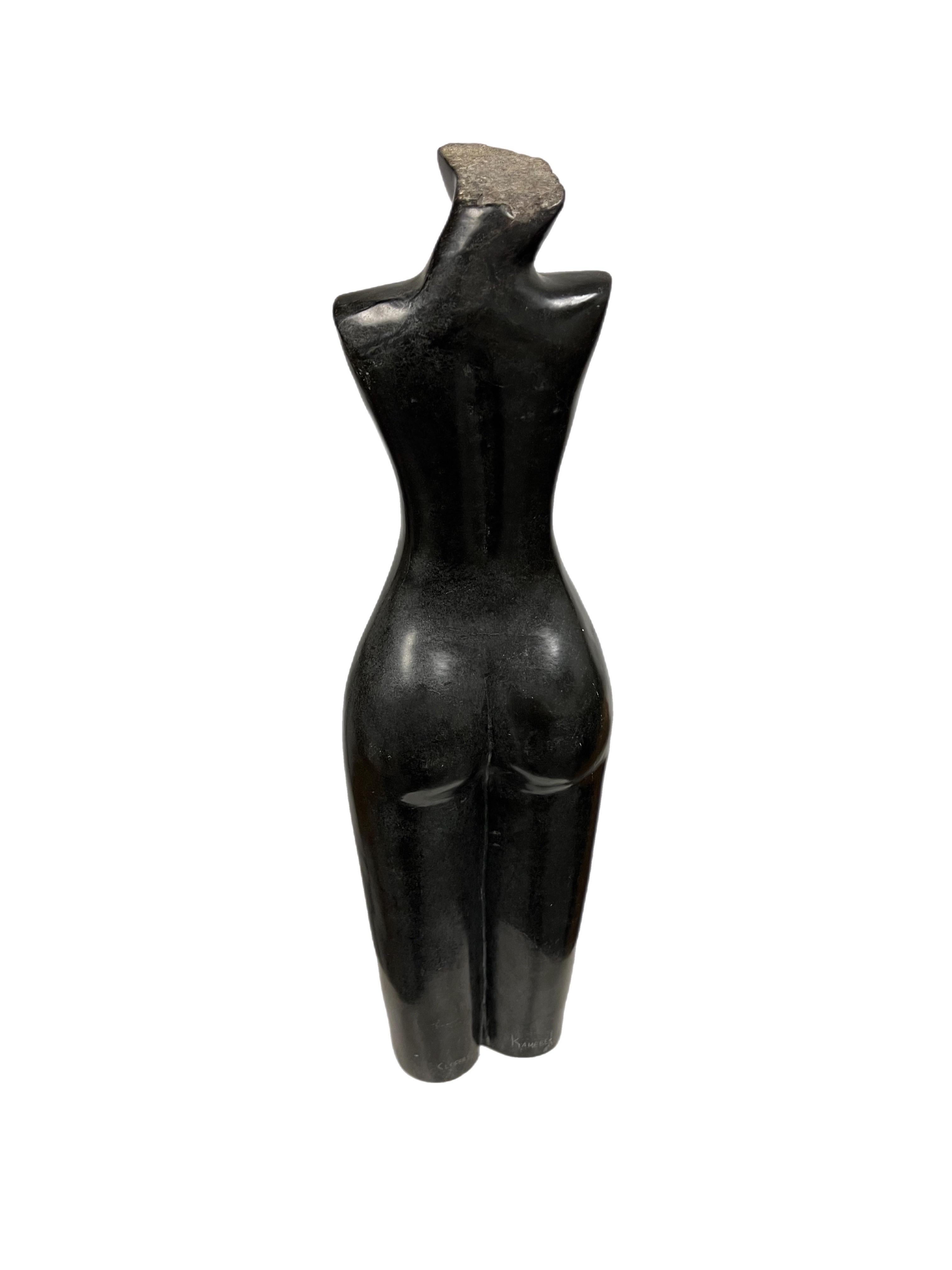 Zimbabwean Original Cloppas Kamere Signed Nude Torso Modern Springstone Sculpture
