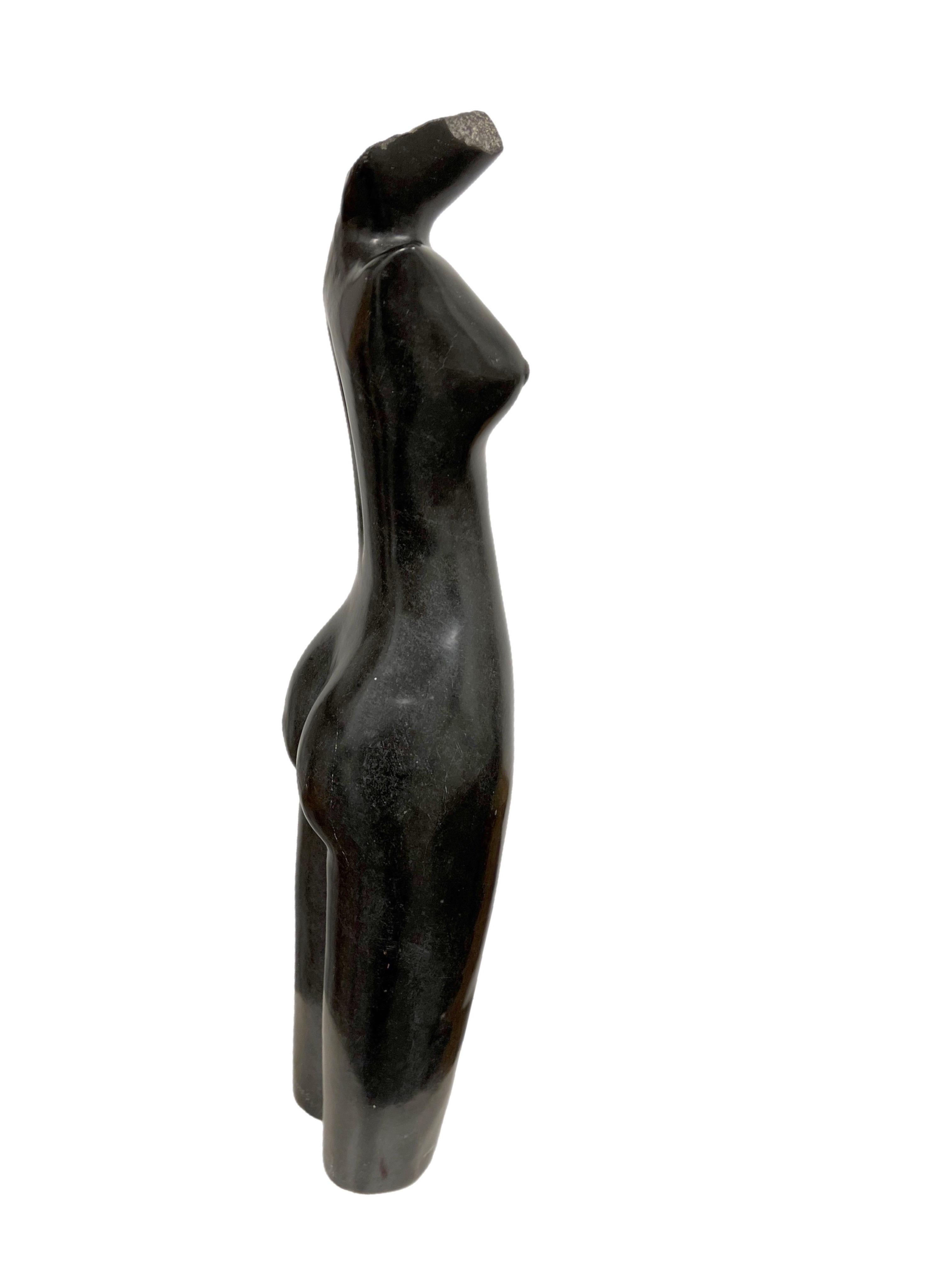 Hand-Carved Original Cloppas Kamere Signed Nude Torso Modern Springstone Sculpture