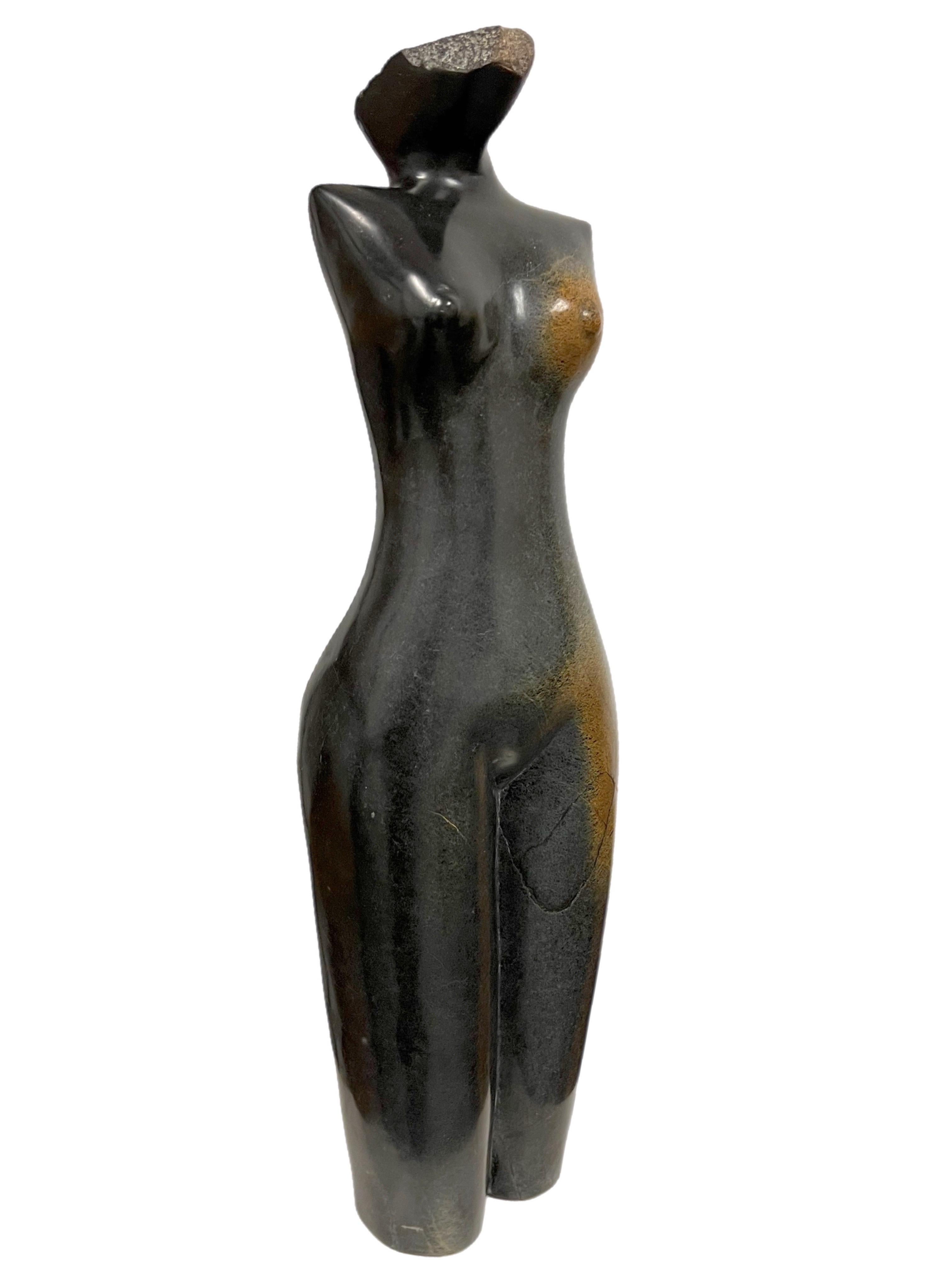 Original Cloppas Kamere Signed Nude Torso Modern Springstone Sculpture In Good Condition In Charleston, SC