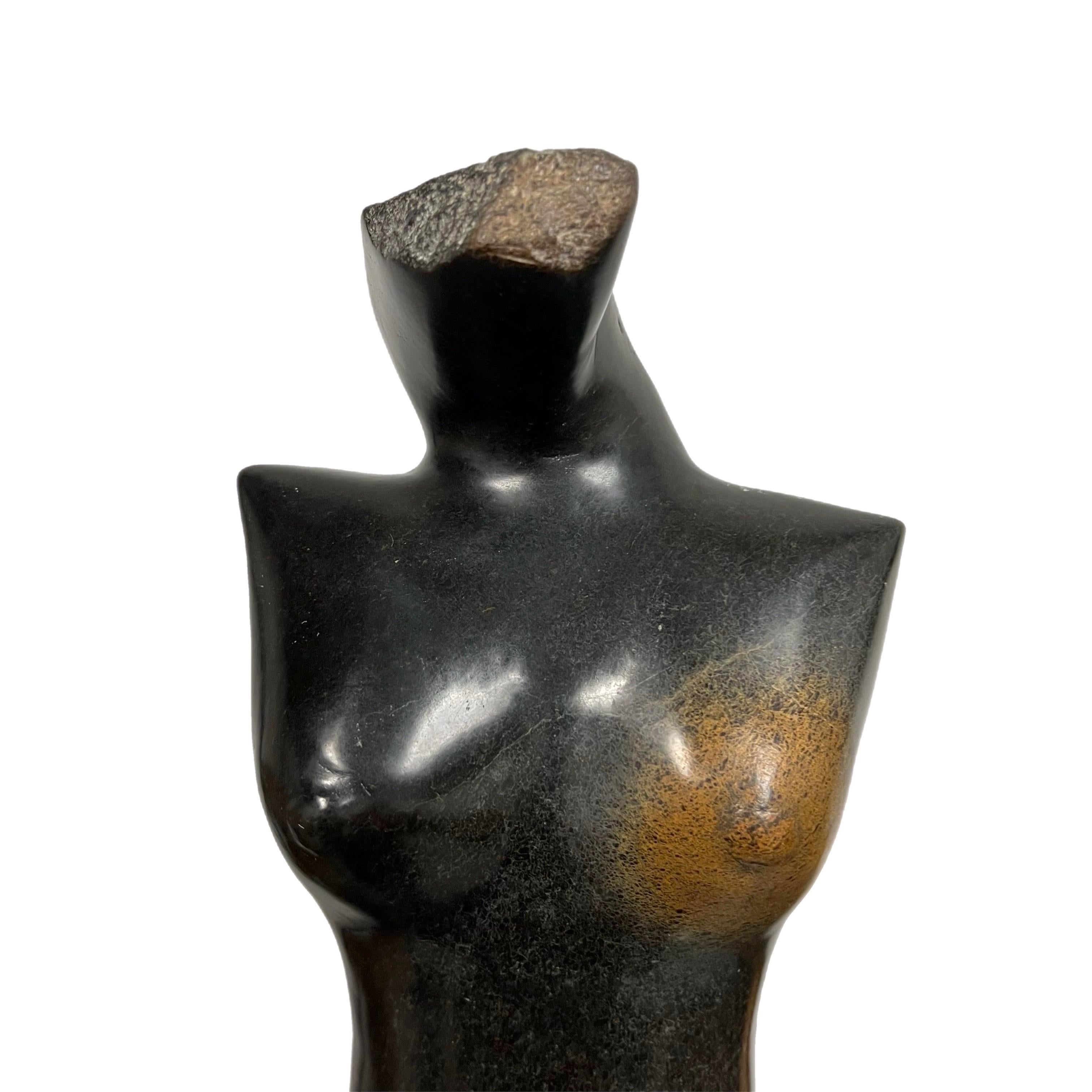 20th Century Original Cloppas Kamere Signed Nude Torso Modern Springstone Sculpture