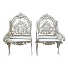 Antique Original Coalbrookdale Peacock Chairs design mark 90928 & stamped year 1853.