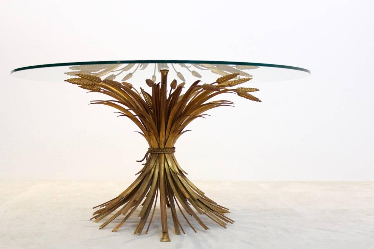Hollywood Regency Coco Chanel Style Gilt Metal Coffee Table, France, 1960s