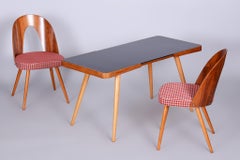 Tavolino originale di Interier Praha, faggio, vetro Opaxit, Cechia, anni '60