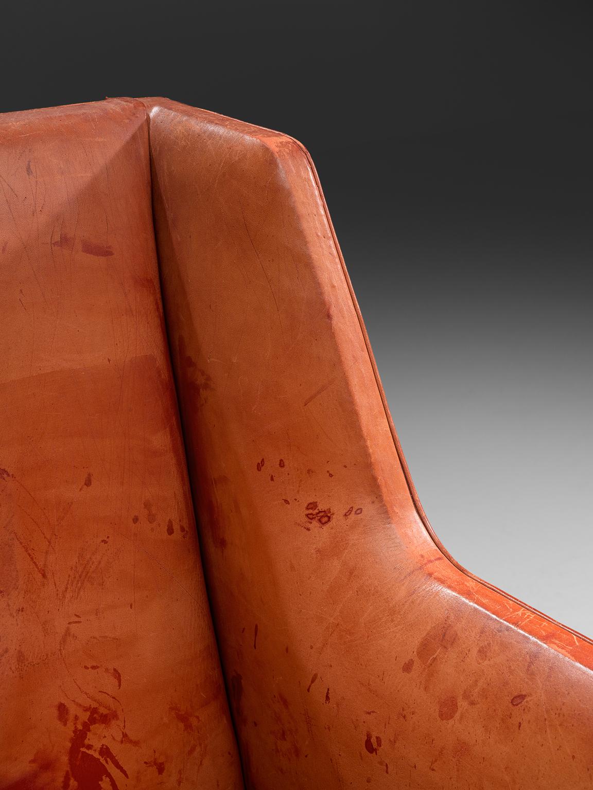 Mid-20th Century Original Cognac Leather Kaare Klint Sofa for Rud Rasmussen