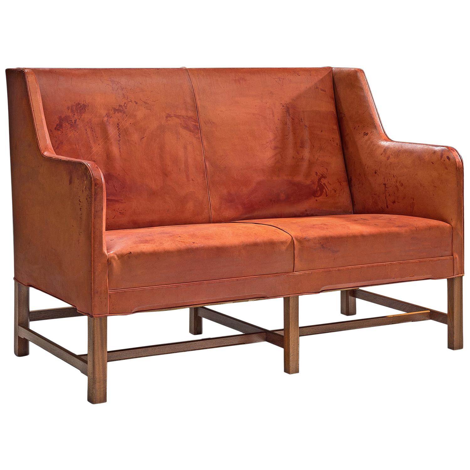 Original Cognac Leather Kaare Klint Sofa for Rud Rasmussen