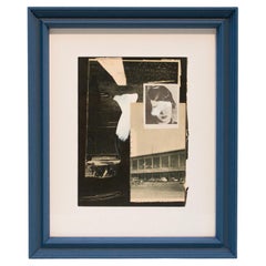 Original Collage by Sébastien Coutheillas, Framed in Stiffkey Blue