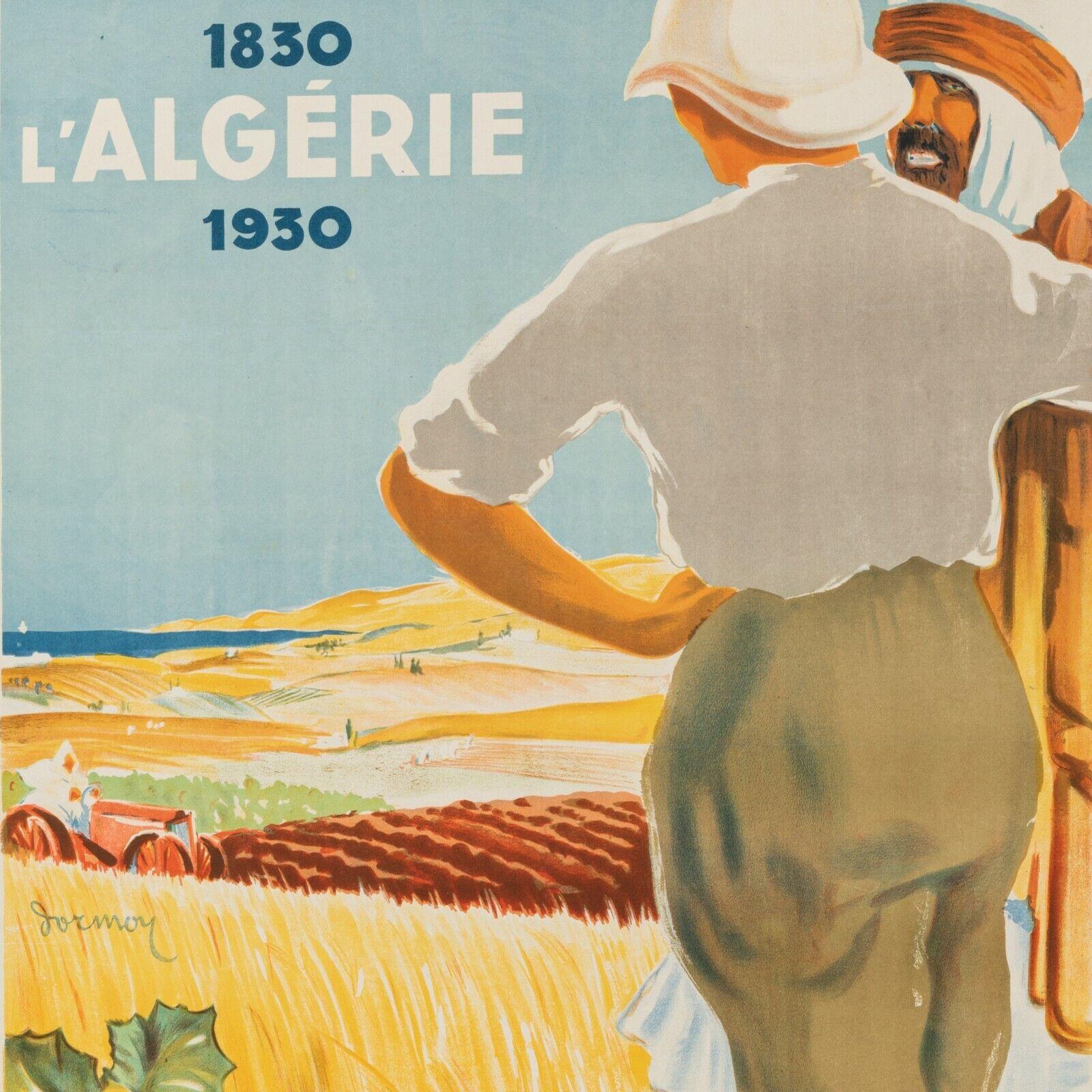 Affiche coloniale originale-Dormoy-Algérie 1830 1930-Farmland, 1930

Affiche originale célébrant le centenaire de la colonisation de l'Algérie entre 1830 et 1930. Nous voyons un colon et un local devant une terre agricole algérienne.

Détails