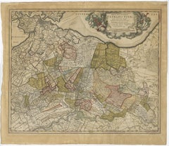 Original Colored Antique Map of Utrecht & Surroundings, The Netherlands, c1690