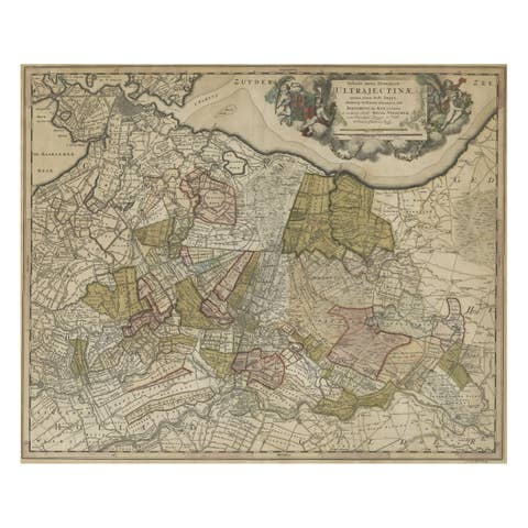 Original Colored Antique Map of Utrecht & Surroundings, The Netherlands, c1690