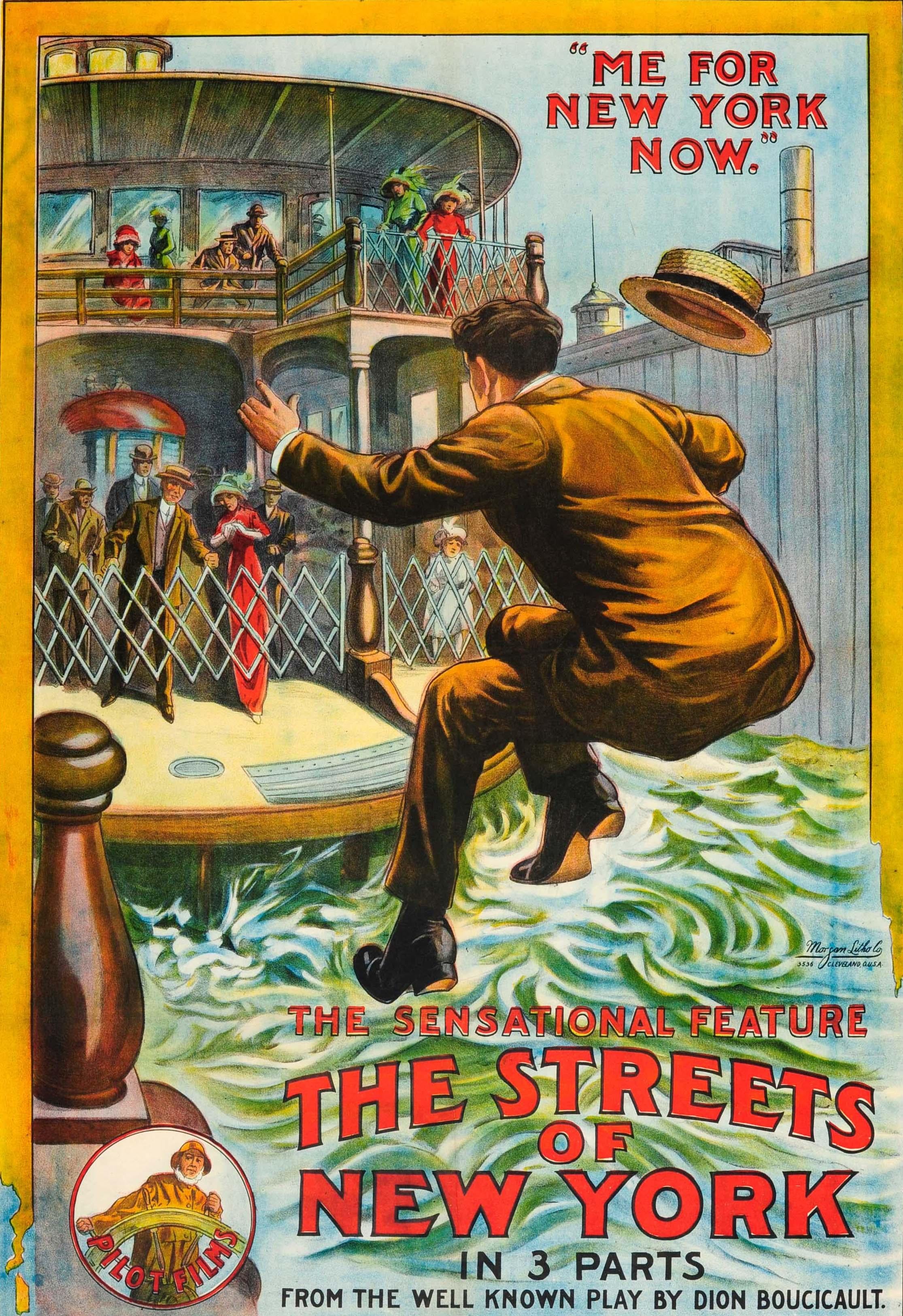 Original antique movie poster for an American comedy drama The Streets of New York - The sensational feature in 3 parts 
