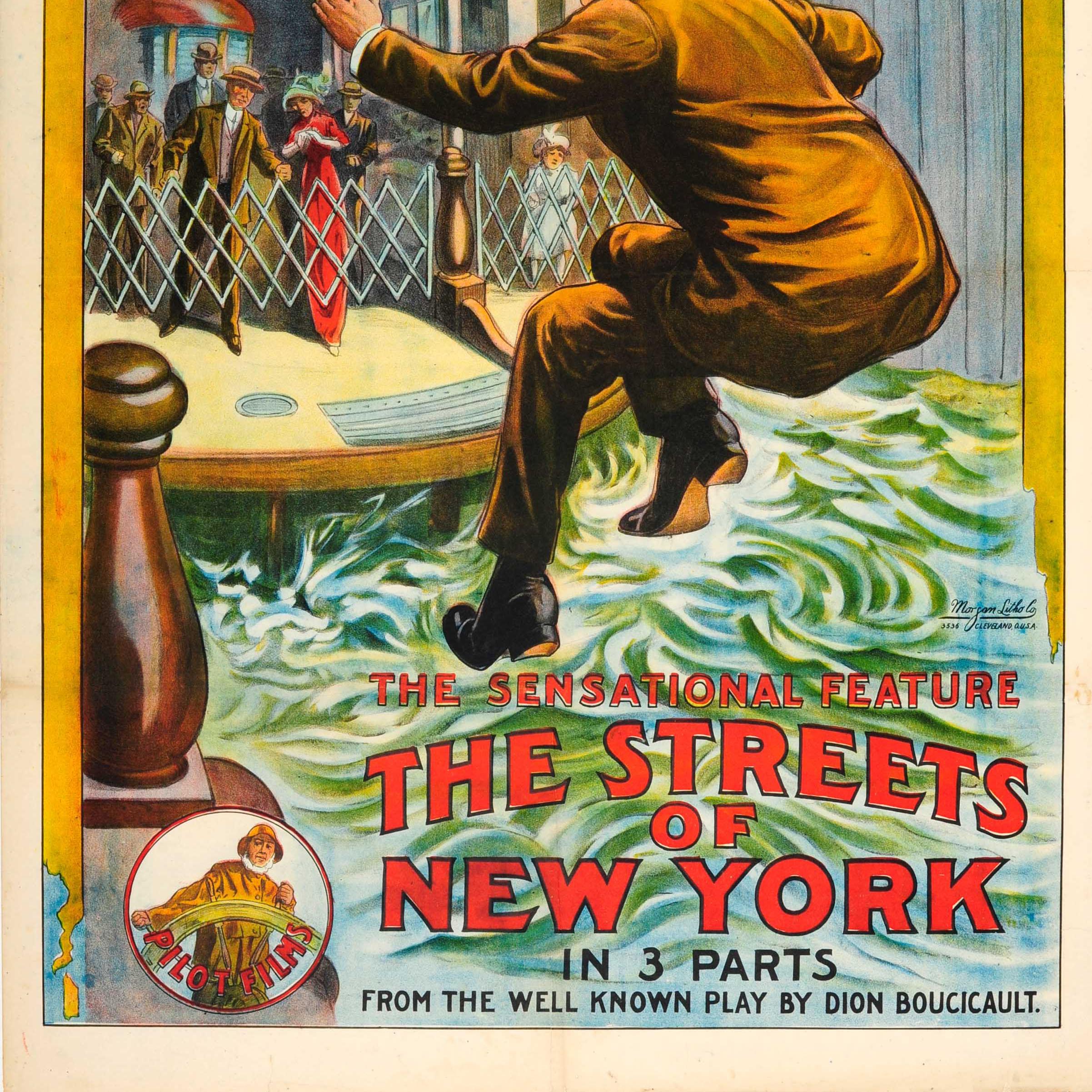 Affiche originale du film comique « The Streets Of New York », pièce de Dion Boucicault Bon état - En vente à London, GB