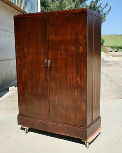 Original “Compactom” Art Deco Gentlemans Walnut Wardrobe