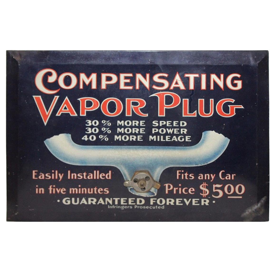Original Compensating Vapor Plug Litho Advertising Sign For Sale