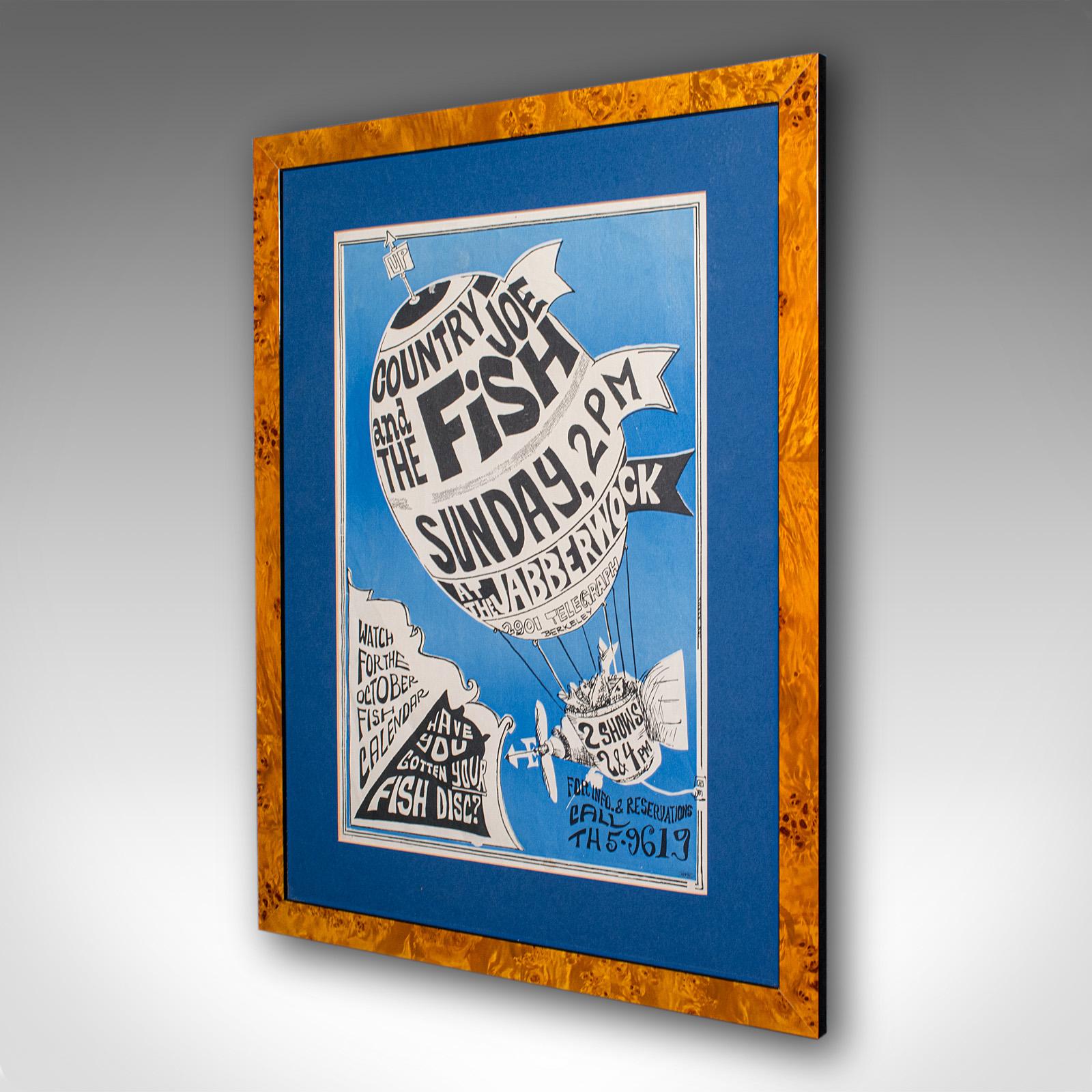 Mid-Century moderno Poster originale del concerto, americano, Country Joe & The Fish, Berkeley Free Press in vendita