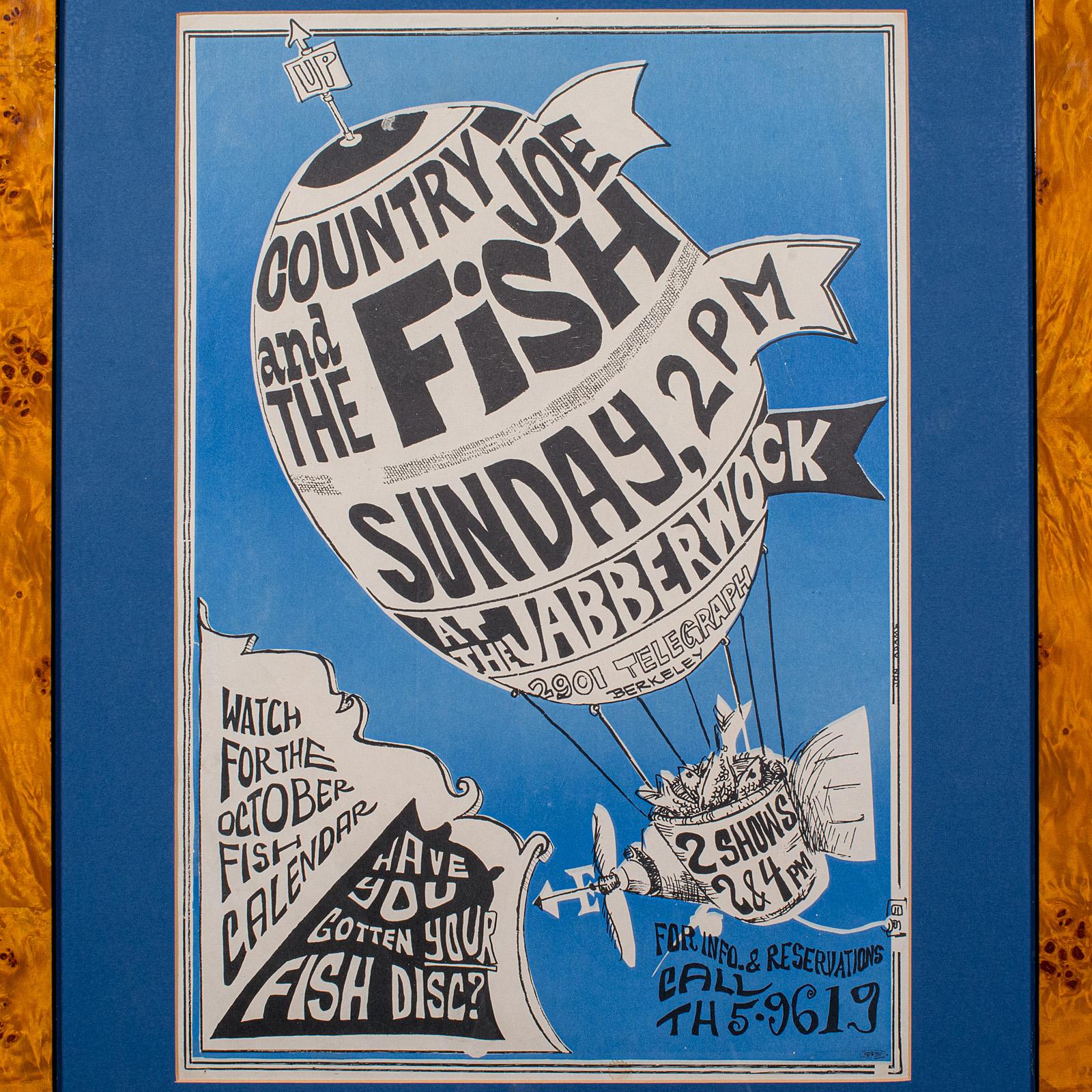 Americano Poster originale del concerto, americano, Country Joe & The Fish, Berkeley Free Press in vendita