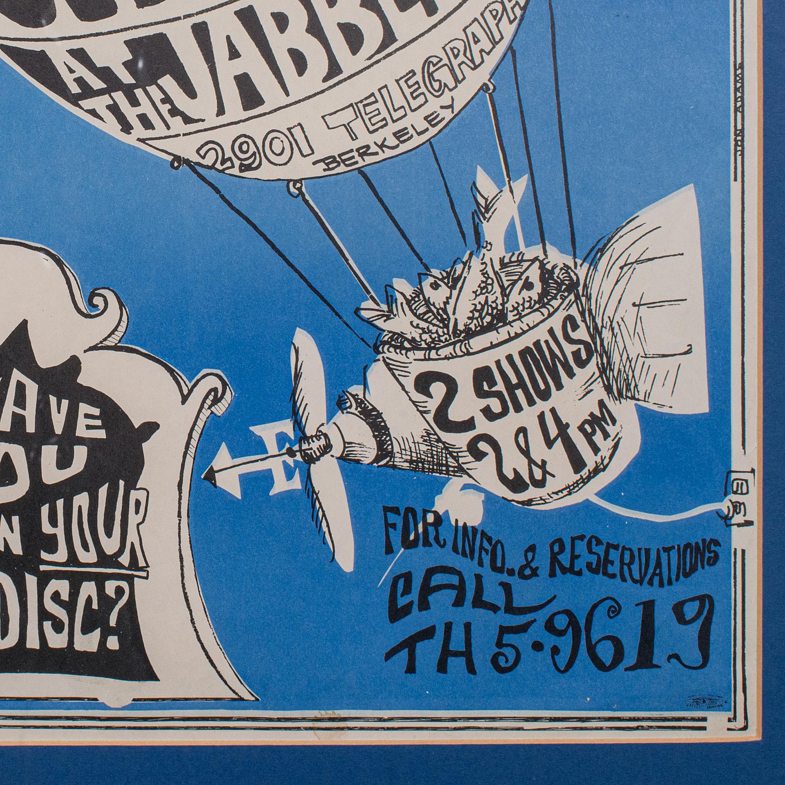 Vetro Poster originale del concerto, americano, Country Joe & The Fish, Berkeley Free Press in vendita