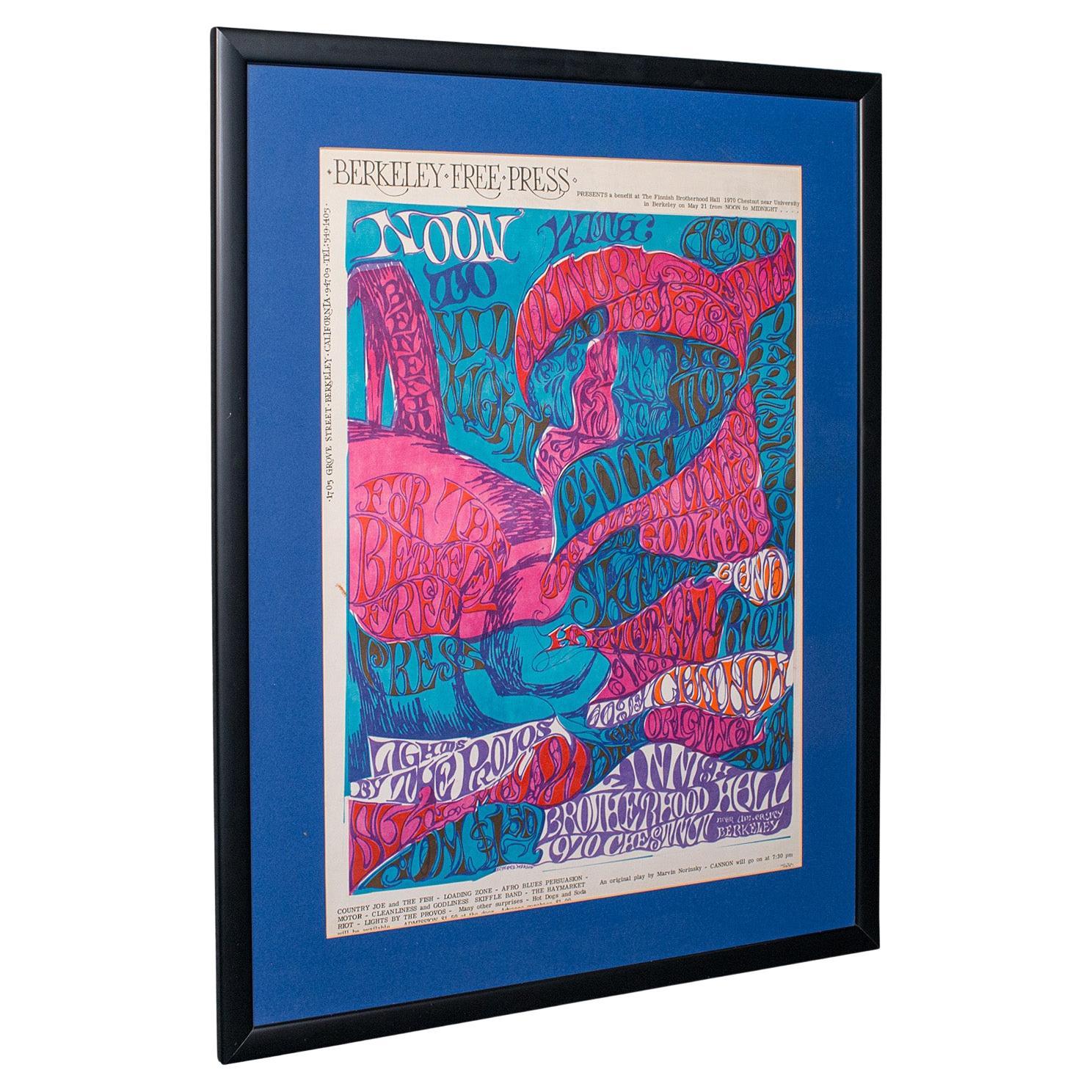 Original Concert Poster, American, Psychedelic Art, Berkeley Free Press, C.1970