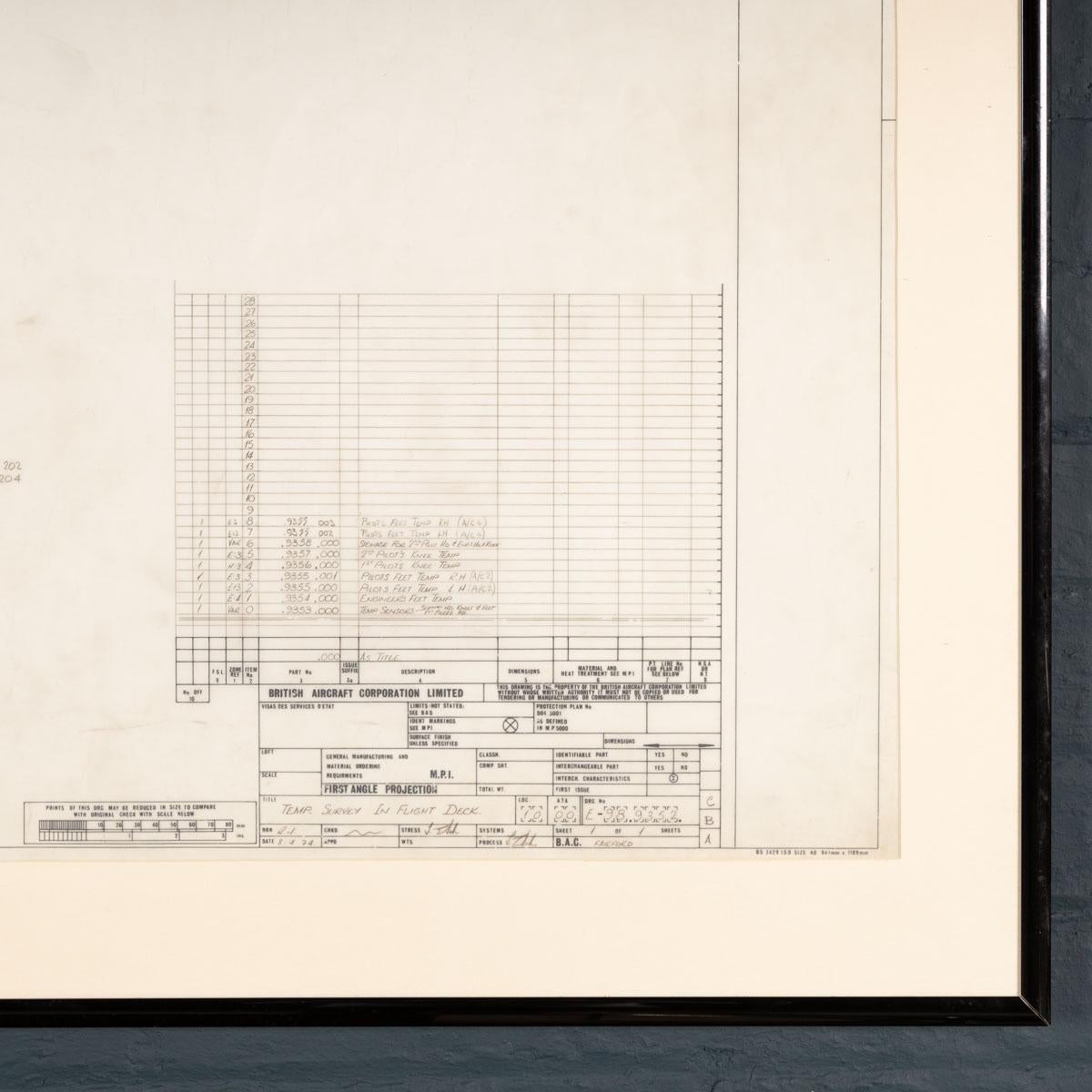 Paper Original Concorde Design Drawing, England, c.1960