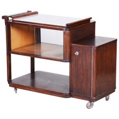 Original Condition Art Deco Serving Trolley Made in 1930s Czechia, Oak