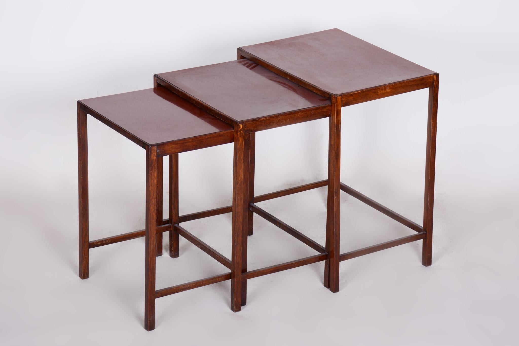 20th Century Original Condition Brown Nest Tables Made in the 1930s by Halabala, Czech