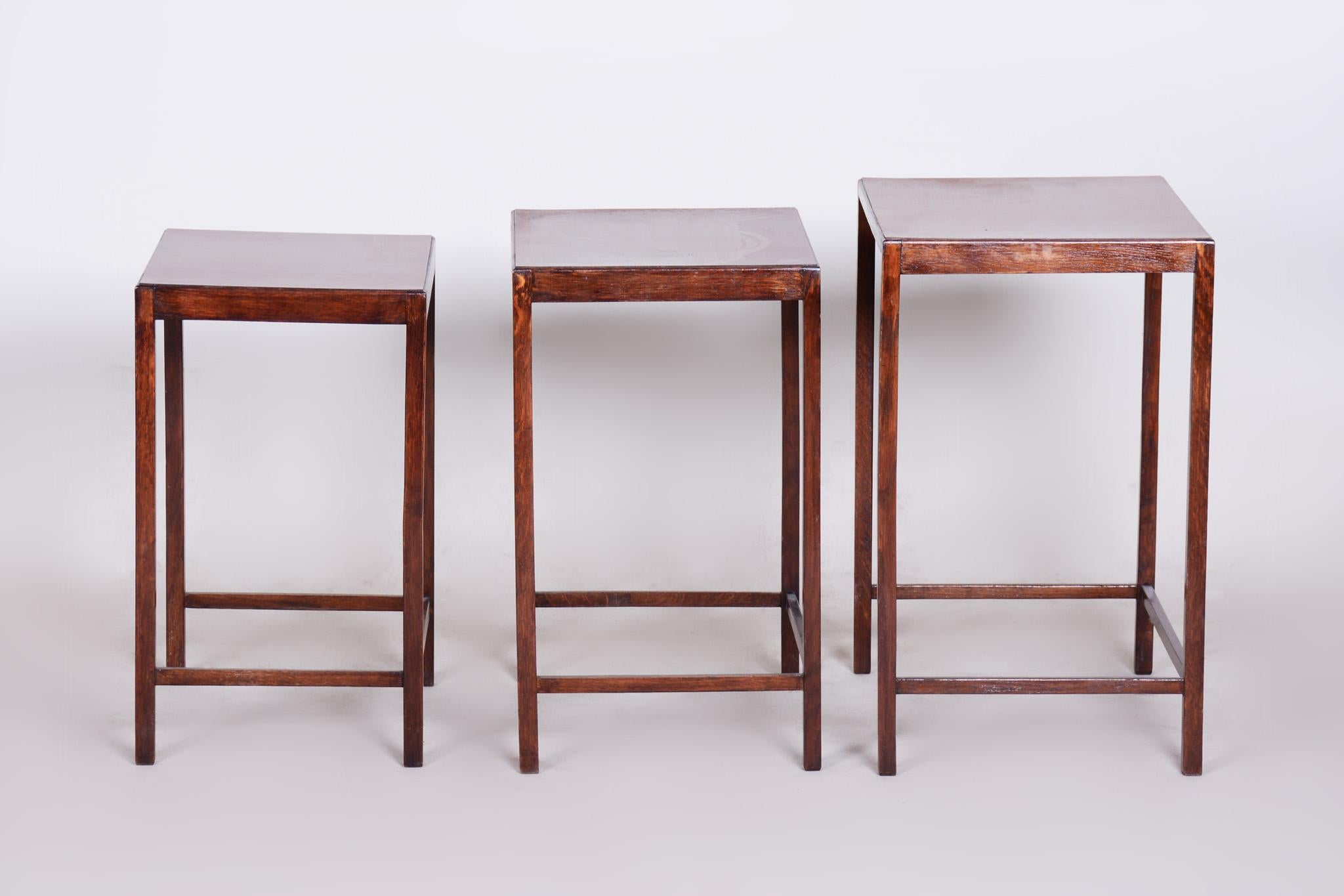 Original Condition Brown Nest Tables Made in the 1930s by Halabala, Czech 1